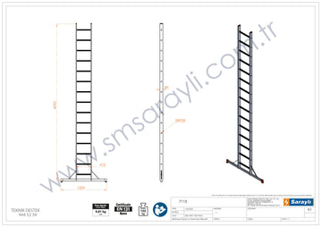 סולם אלומיניום יחיד נשען 15 שלבים SARAYLI - 0