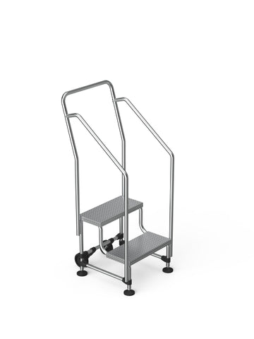 סולם מדרגות לסידור מדפים – 2 שלבים עם מאחז יד