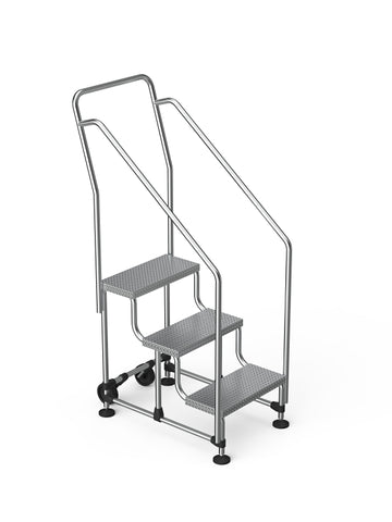 סולם מדרגות לסידור מדפים – 3 שלבים עם מאחז יד