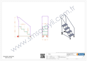 סולם מדרגות לסידור מדפים – 4 שלבים עם מאחז יד - 0