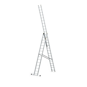 סולם אלומיניום מקצועי רב-שימושי – 3×15 שלבים DRABEST PRO | פרופיל מחוזק 95×25 מ"מ | תוצרת אירופה, תקן EN131