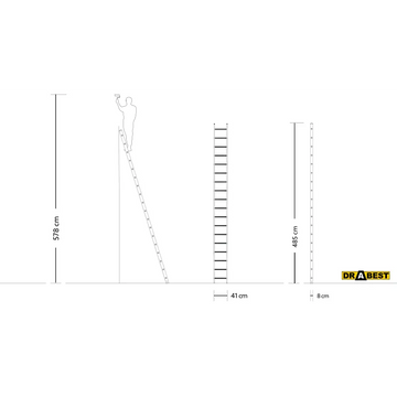 סולם אלומיניום יחיד נשען 18 שלבים DRABEST - 0