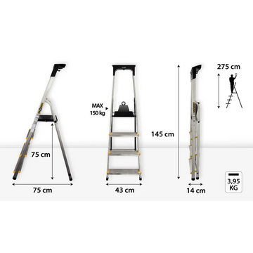 סולם אלומיניום 4 שלבים DRABEST - 0