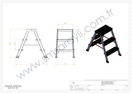 סולם דו צדדי מדרגות רחבות 3X3 פרמיום מקצועי Sarayli