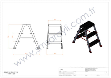 סולם דו צדדי מדרגות רחבות 3X3 פרמיום מקצועי - 0
