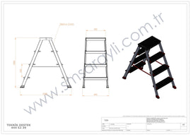 סולם דו צדדי מדרגות רחבות 4X4 פרמיום מקצועי Sarayli