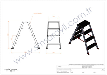 סולם דו צדדי מדרגות רחבות 4X4 פרמיום מקצועי - 0