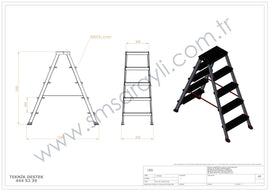 סולם דו צדדי מדרגות רחבות 5X5 פרמיום מקצועי Sarayli