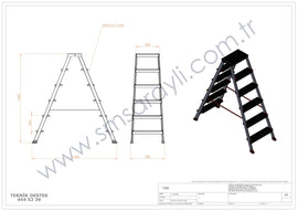 סולם דו צדדי מדרגות רחבות 6X6 פרמיום מקצועי Sarayli