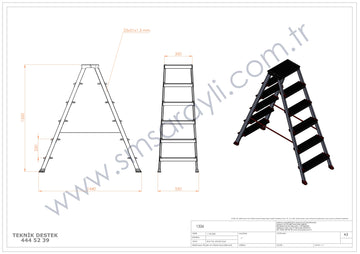 סולם דו צדדי מדרגות רחבות 6X6 פרמיום מקצועי - 0