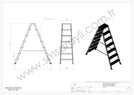 סולם דו צדדי מדרגות רחבות 7X7 פרמיום מקצועי Sarayli