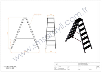 סולם דו צדדי מדרגות רחבות 7X7 פרמיום מקצועי - 0