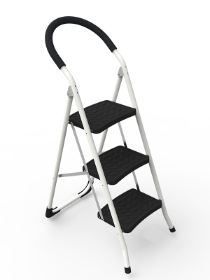 סולם ביתי 3 שלבים עם ידית אחיזה – יציבות מקסימלית בגובה