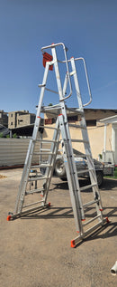 סולם פלטפורמה מתכוונן 8106-C – 6+1 שלבים, משטח עבודה גדול ומגודר