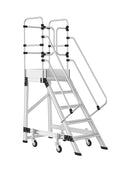 סולם תחזוקה תעשייתי נייד מאלומיניום – 4+1 שלבים, גובה משטח דריכה 1.25 מ' | כולל פלטפורמה ומעקה בטיחות-1