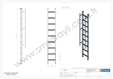 סולם אלומיניום יחיד נשען 9 שלבים עם ווים לתלייה ומאחז יד SARAYLI - 0