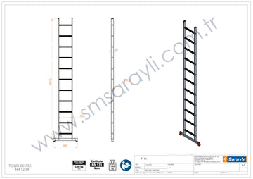 סולם אלומיניום יחיד נשען 11 שלבים SARAYLI - 0