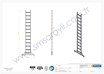 סולם אלומיניום יחיד נשען 13 שלבים SARAYLI - 0
