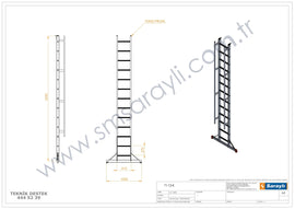 סולם אלומיניום יחיד נשען 13 שלבים עם ווים לתלייה ומאחז יד SARAYLI Sarayli