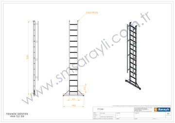סולם אלומיניום יחיד נשען 13 שלבים עם ווים לתלייה ומאחז יד SARAYLI - 0