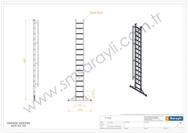 סולם אלומיניום יחיד נשען 15 שלבים עם ווים לתלייה ומאחז יד SARAYLI Sarayli