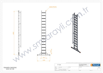 סולם אלומיניום יחיד נשען 15 שלבים עם ווים לתלייה ומאחז יד SARAYLI - 0