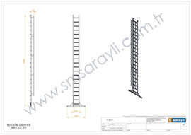 סולם אלומיניום יחיד נשען 22 שלבים עם ווים לתלייה ומאחז יד SARAYLI Sarayli