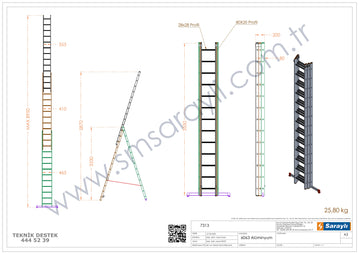 סולם ג' שחיל מקצועי רב שימושי מאלומיניום 3X13 שלבים Sarayli - 0