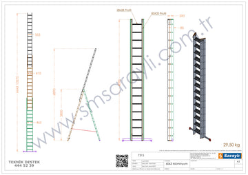 סולם ג' שחיל מקצועי רב שימושי מאלומיניום 3X15 שלבים Sarayli - 0