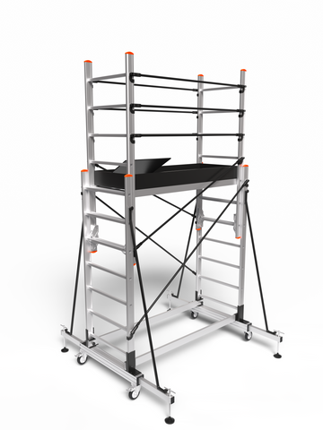 פיגום אלומיניום טלסקופי נייד דגם 7507 – מתכוונן לגובה עבודה ‎3.0–4.0 מ׳ (כולל אדם) | תקן EN1004 דגמי 2026