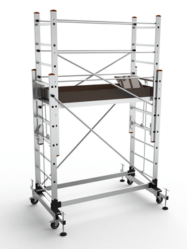 פיגום אלומיניום טלסקופי נייד דגם 7507 – גובה משטח: כ-2.00 מ׳ | גובה עבודה: עד 4.00 מ׳ (כולל אדם) | תקן EN1004