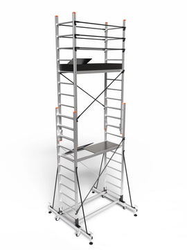 פיגום אלומיניום נייד 6 מטר  - מתכוונן לגובה עבודה ‎4.1 – 6.2 מ׳ (כולל אדם) Sarayli