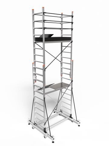 פיגום אלומיניום טלסקופי נייד דגם 7511 – מתכוונן לגובה עבודה ‎4.1–6.2 מ׳ (כולל אדם) | תקן EN1004 דגמי 2026