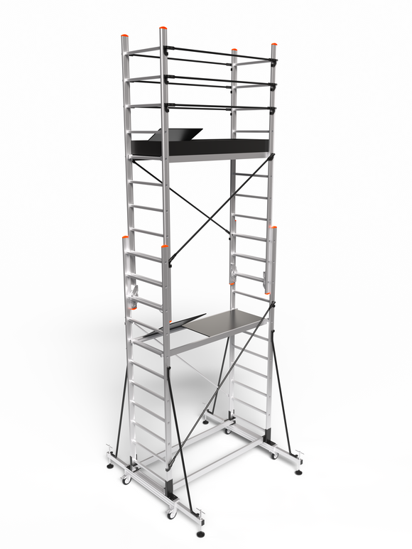 פיגום אלומיניום טלסקופי נייד דגם 7511 – מתכוונן לגובה עבודה ‎4.1–6.2 מ׳ (כולל אדם) | תקן EN1004 דגמי 2026