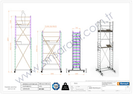 פיגום אלומיניום טלסקופי נייד דגם 7513 – גובה משטח: כ-5.00 מ׳ | גובה עבודה: עד 7.00 מ׳ (כולל אדם) | תקן EN1004 - 0