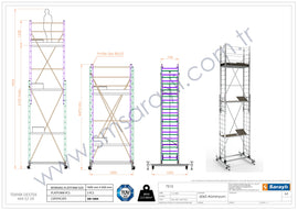 פיגום אלומיניום טלסקופי נייד דגם 7515 – גובה משטח: כ-6.10 מ׳ | גובה עבודה: עד 8.10 מ׳ (כולל אדם) | תקן EN1004 - 0
