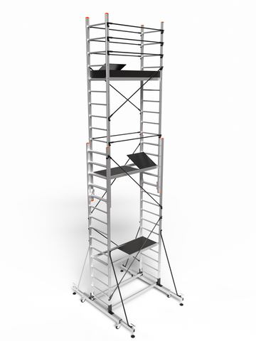 פיגום אלומיניום טלסקופי נייד דגם 7515 – מתכוונן לגובה עבודה ‎5.0–8.0 מ׳ (כולל אדם) | תקן EN1004 דגמי 2026