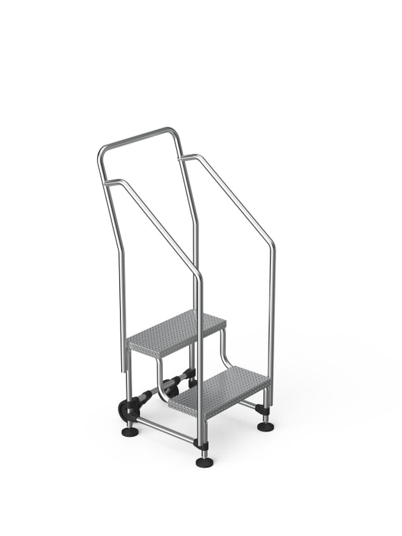 סולם מדרגות לסידור מדפים – 2 שלבים עם מאחז יד