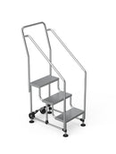 סולם מדרגות לסידור מדפים – 3 שלבים עם מאחז יד-1