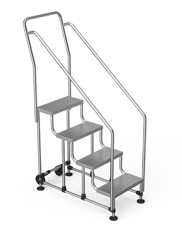 סולם מדרגות לסידור מדפים – 4 שלבים עם מאחז יד