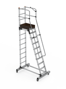 סולם אלומיניום עם פלטפורמה לסידור מדפים ומלאי במחסנים 9+1 שלבים לגובה עבודה 4.5 מ'-1