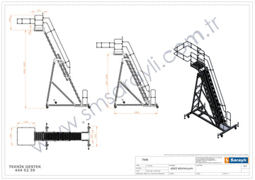 סולם תחזוקה טלסקופי מתכוונן 8+9 גובה עבודה 8 מ' - 0