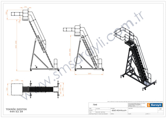 סולם תחזוקה טלסקופי מתכוונן 8+9 גובה עבודה 8 מ'