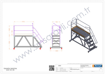 סולם תחזוקה נייד מאלומיניום עם פלטפורמה ארוכה 4+1 שלבים - 0