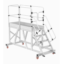 סולם תחזוקה נייד מאלומיניום עם פלטפורמה ארוכה 4+1 שלבים