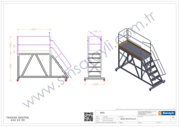 סולם תחזוקה נייד מאלומיניום עם פלטפורמה ארוכה 5+1 שלבים - 0