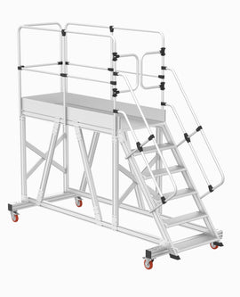 סולם תחזוקה נייד מאלומיניום עם פלטפורמה ארוכה 5+1 שלבים