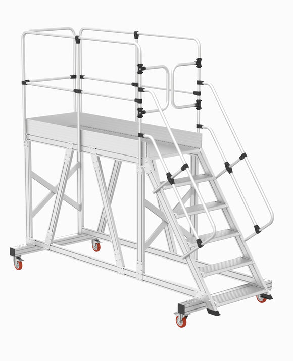 סולם תחזוקה נייד מאלומיניום עם פלטפורמה ארוכה 5+1 שלבים