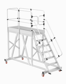 סולם תחזוקה נייד מאלומיניום עם פלטפורמה ארוכה 6+1 שלבים