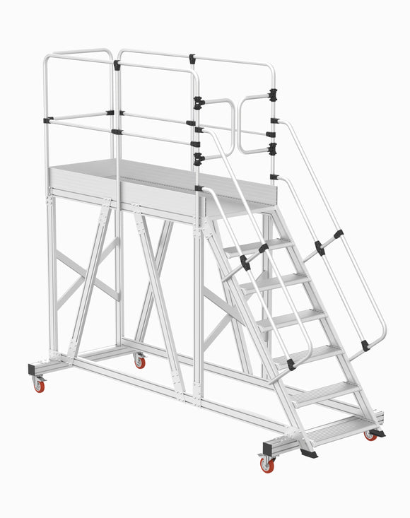 סולם תחזוקה נייד מאלומיניום עם פלטפורמה ארוכה 6+1 שלבים